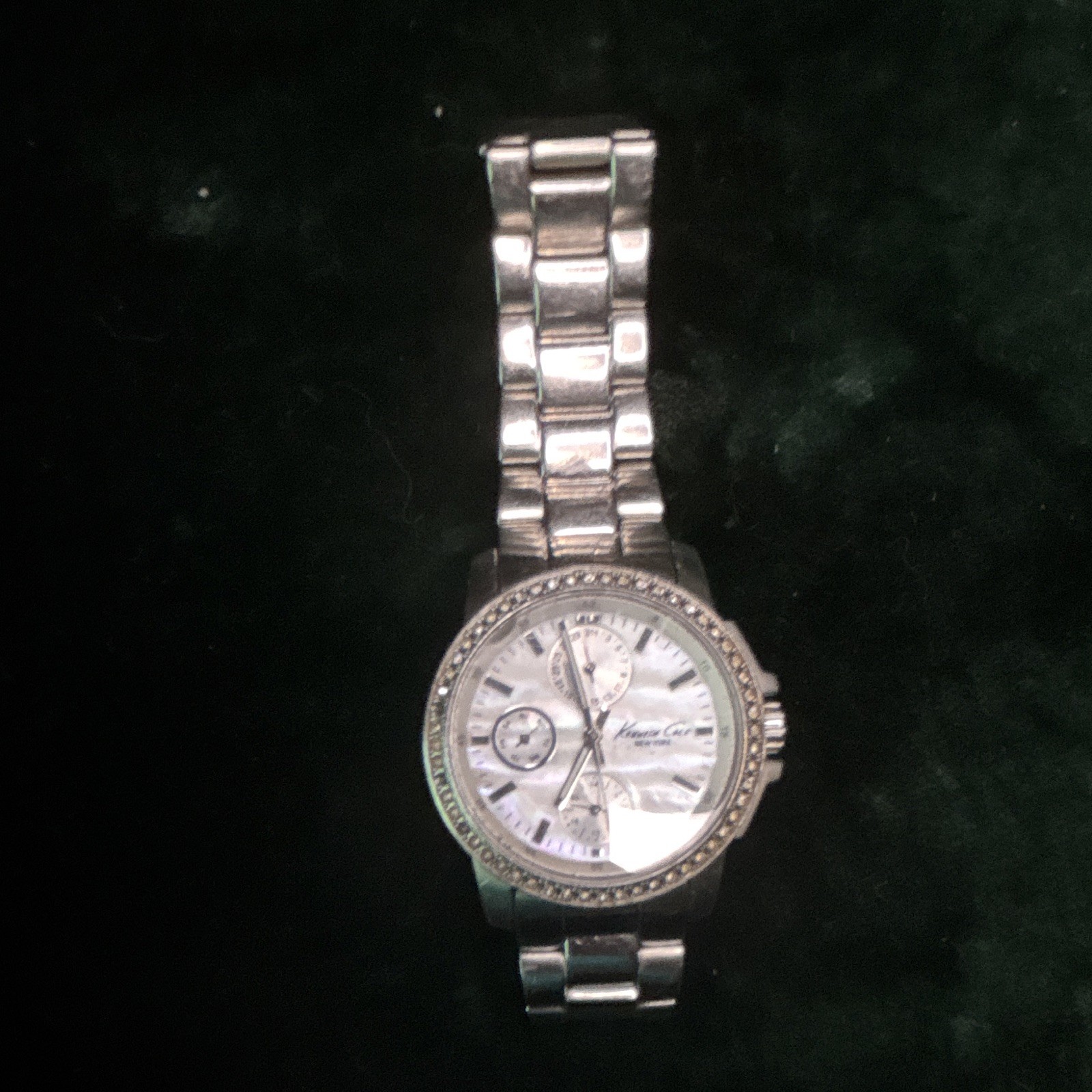 Kenneth Cole Quartz Chronograph Analog Watch Silver Dial SS Bracelet 32-35mm