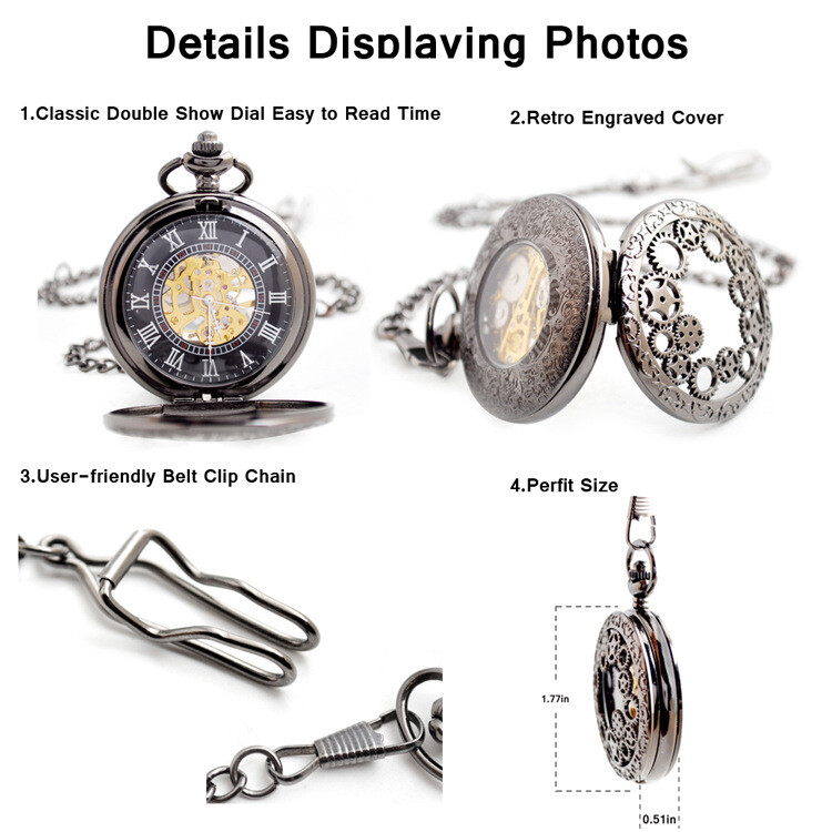 Mechanical Watch Large Through Bottom Gear Unisex Casual Pocket Watch