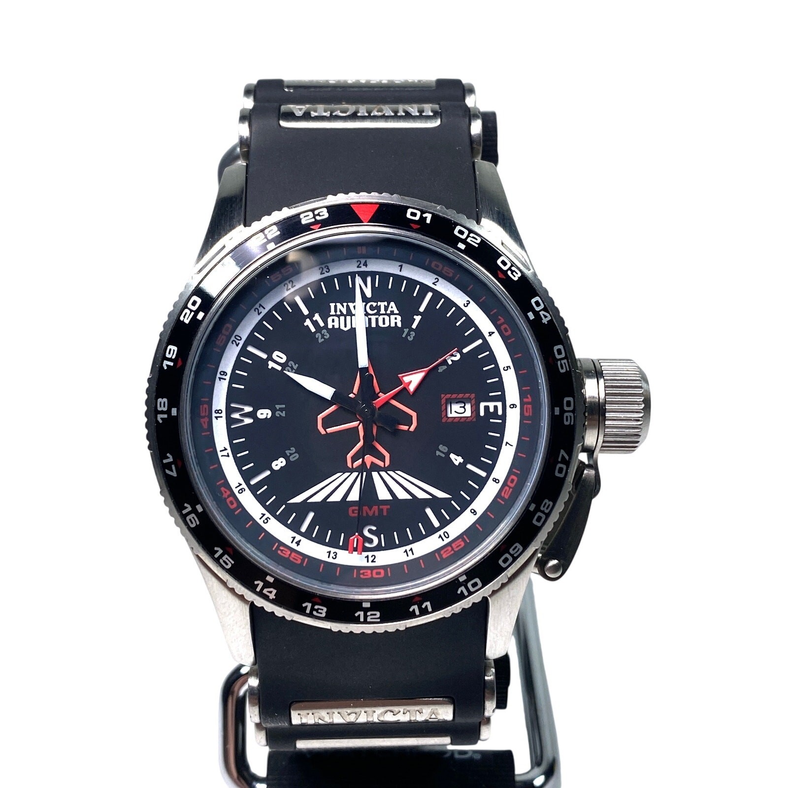 Invicta Aviator Model 1753 GMT Watch Mens 48mm Swiss Parts Movement Flame Fusion