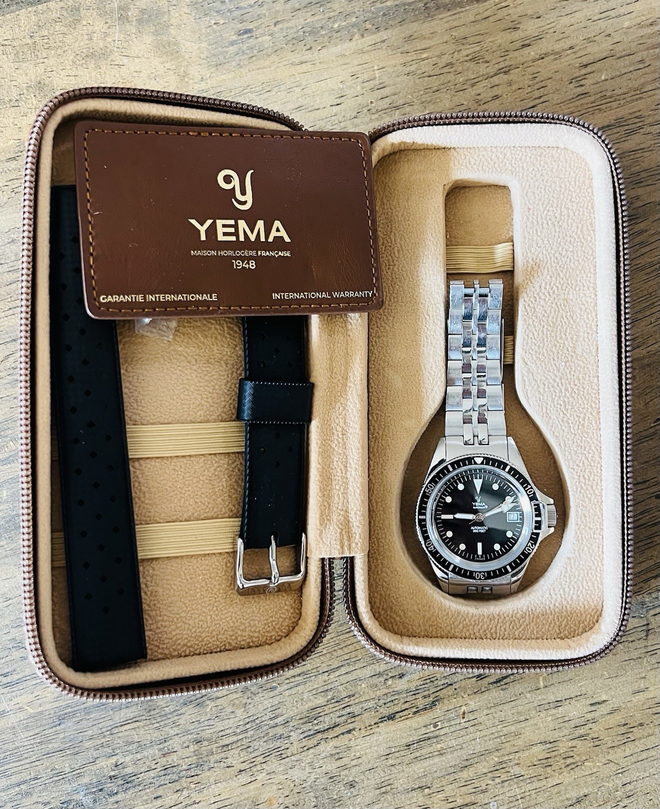 YEMA Superman Automatic Diver 39mm Black Dial/Bezel Date Steel Bracelet
