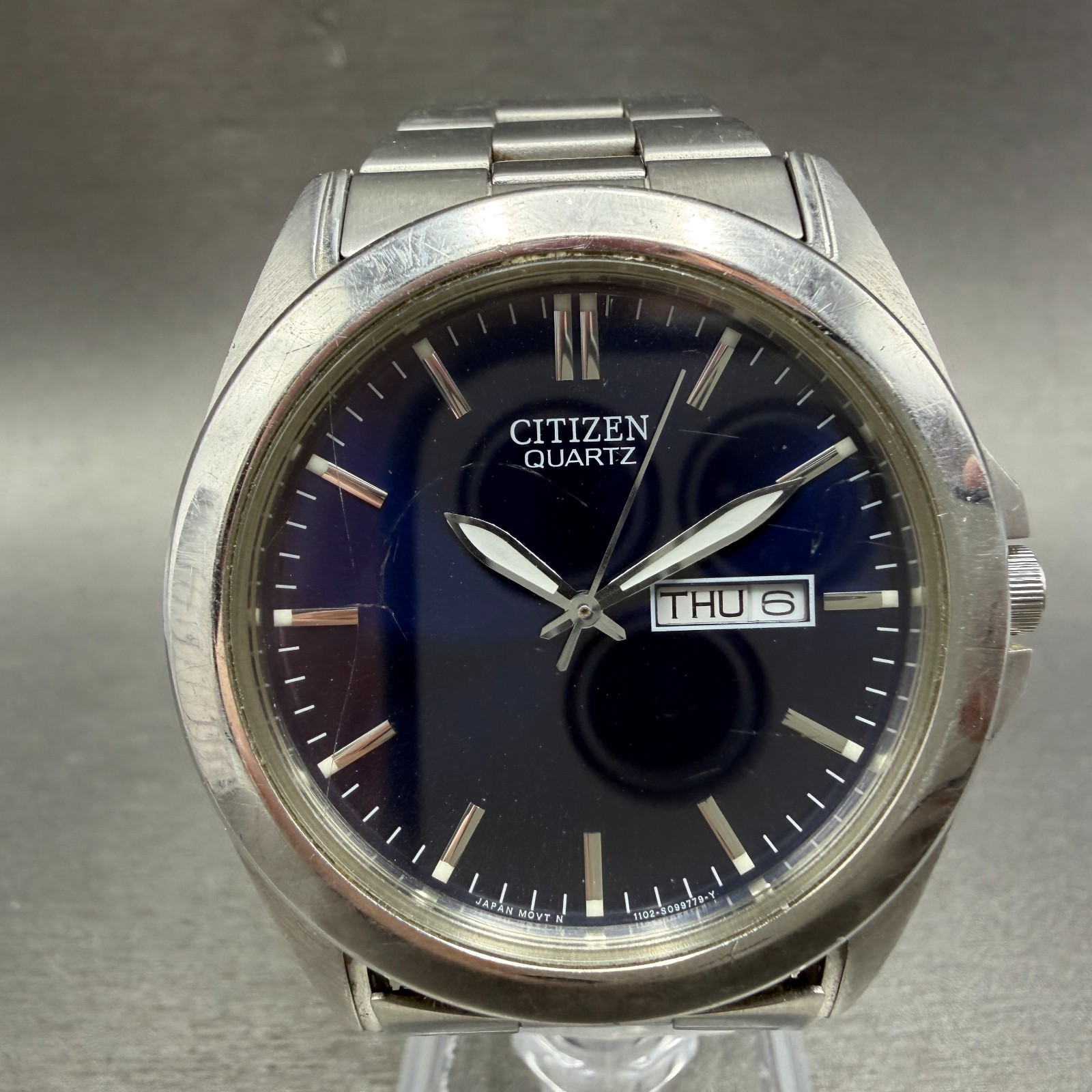 Citizen Watch Men 40mm Blue Dial Two Tone Daydate Round 1102-S066808 New Battery