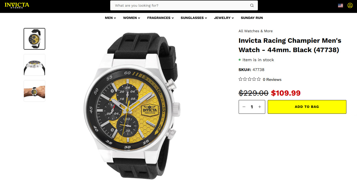Invicta Special Edition Replica Racing Car w/ Invicta 47738 44mm Watch Bundle!