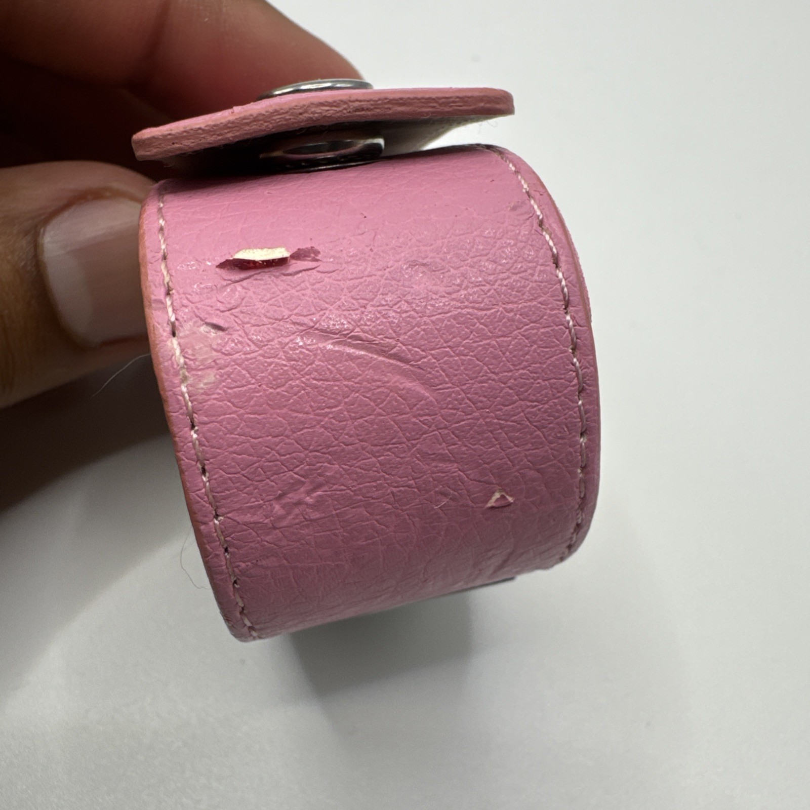 Vintage MARY KAY Pink Wrist Watch Wide Band Snap Closure Pink & White Crystals