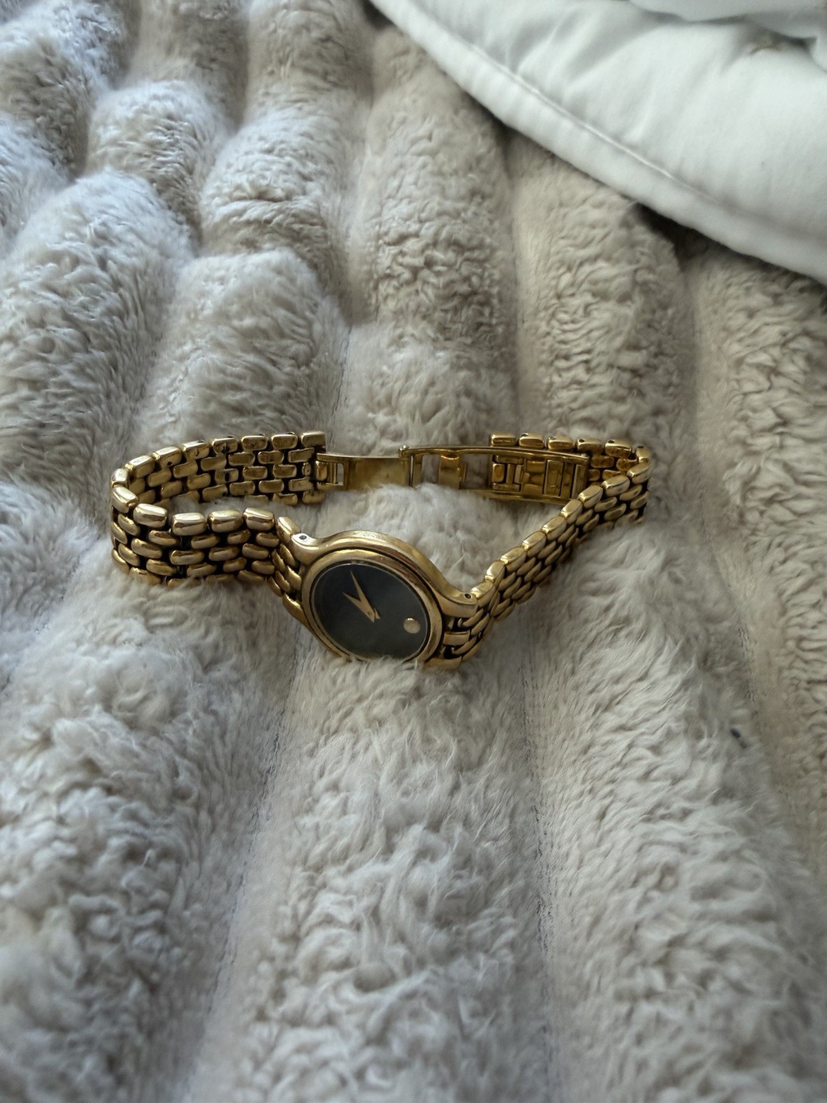 Movado Museum Women’s Quartz Analog Watch Black Dial Gold Metal Bracelet
