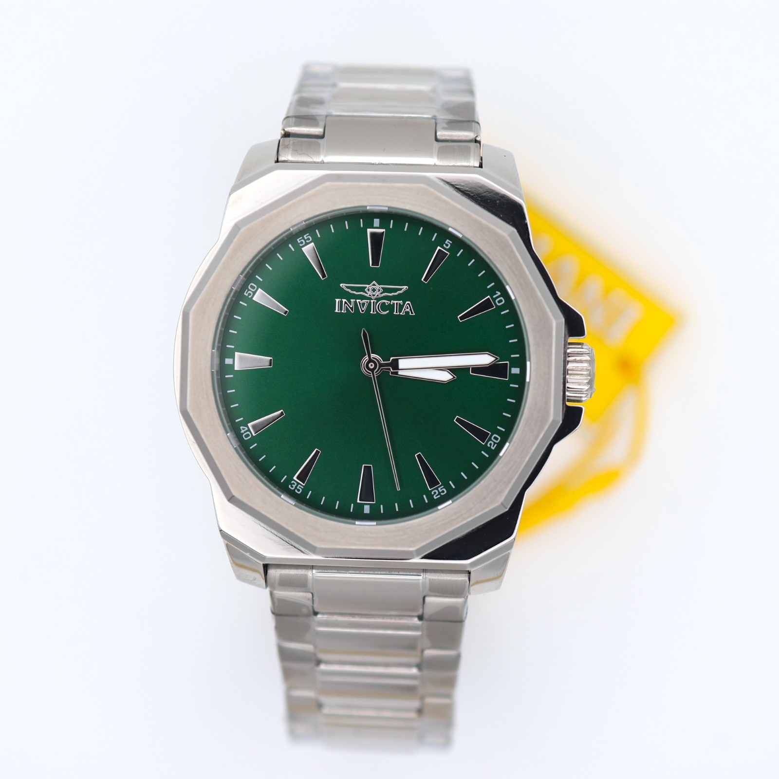 Invicta 46833 Speedway 42mm Silver Case Green Dial Flame Fusion Bracelet Quartz