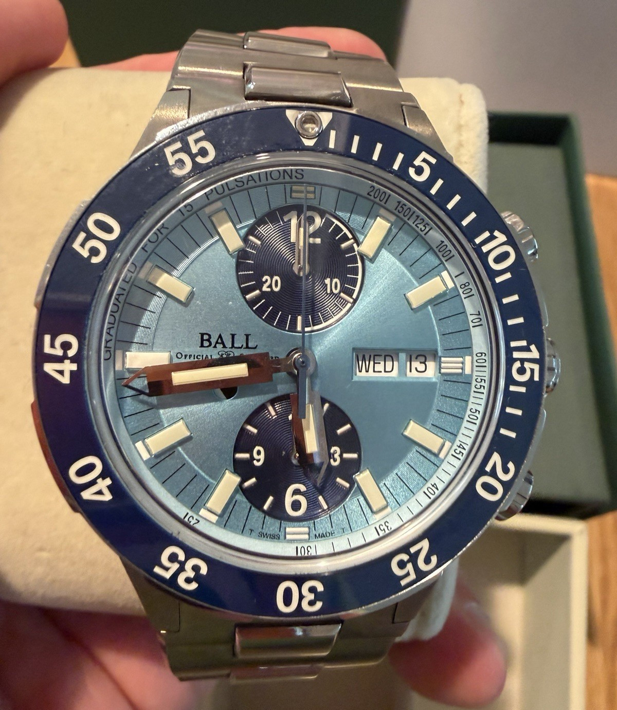 Ball Engineer Hydrocarbon Chronograph CM2198C Blue Dial Titanium Full Kit LE
