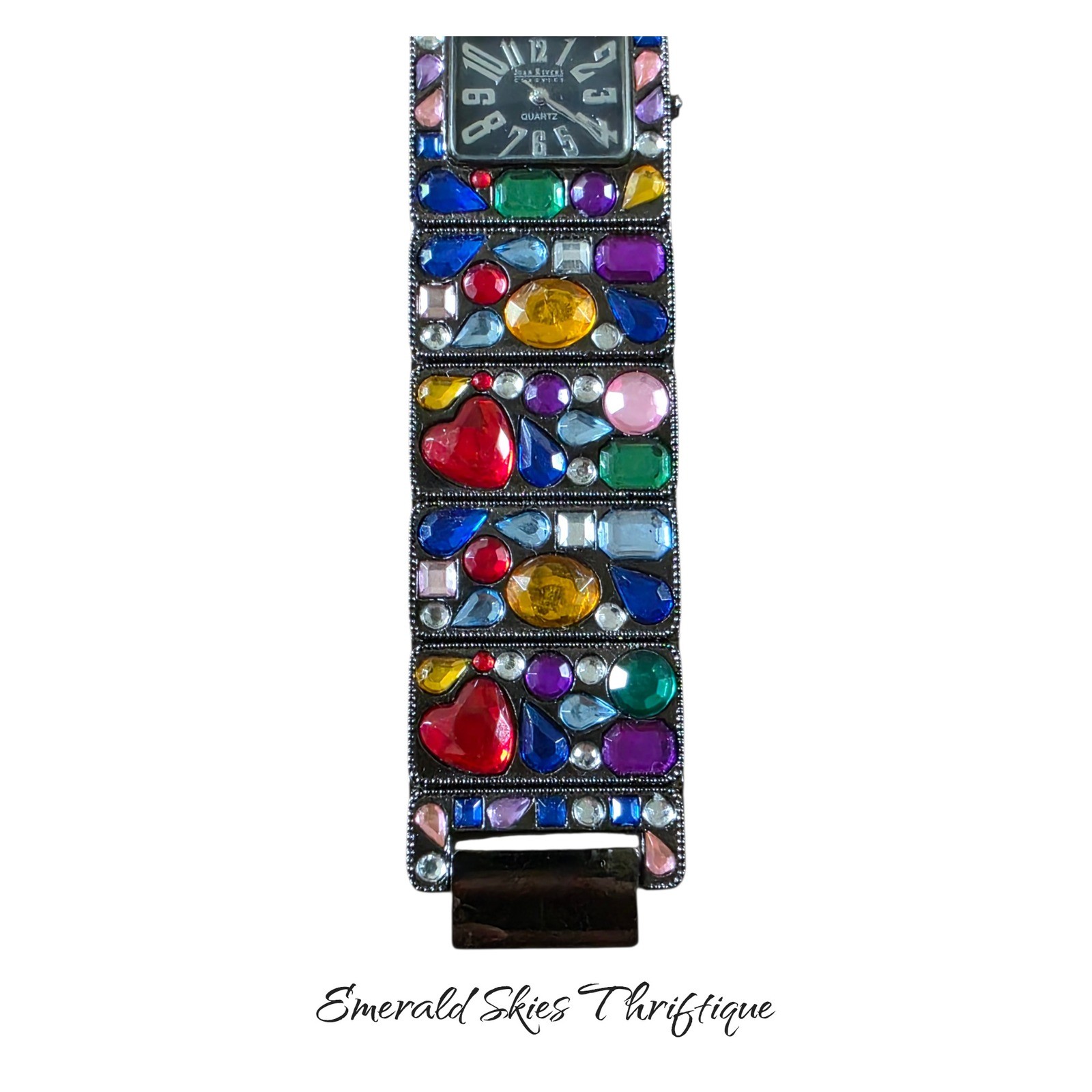 Women’s JOAN RIVERS Classics Bright Multicolored Crystal Bracelet Watch, Runs