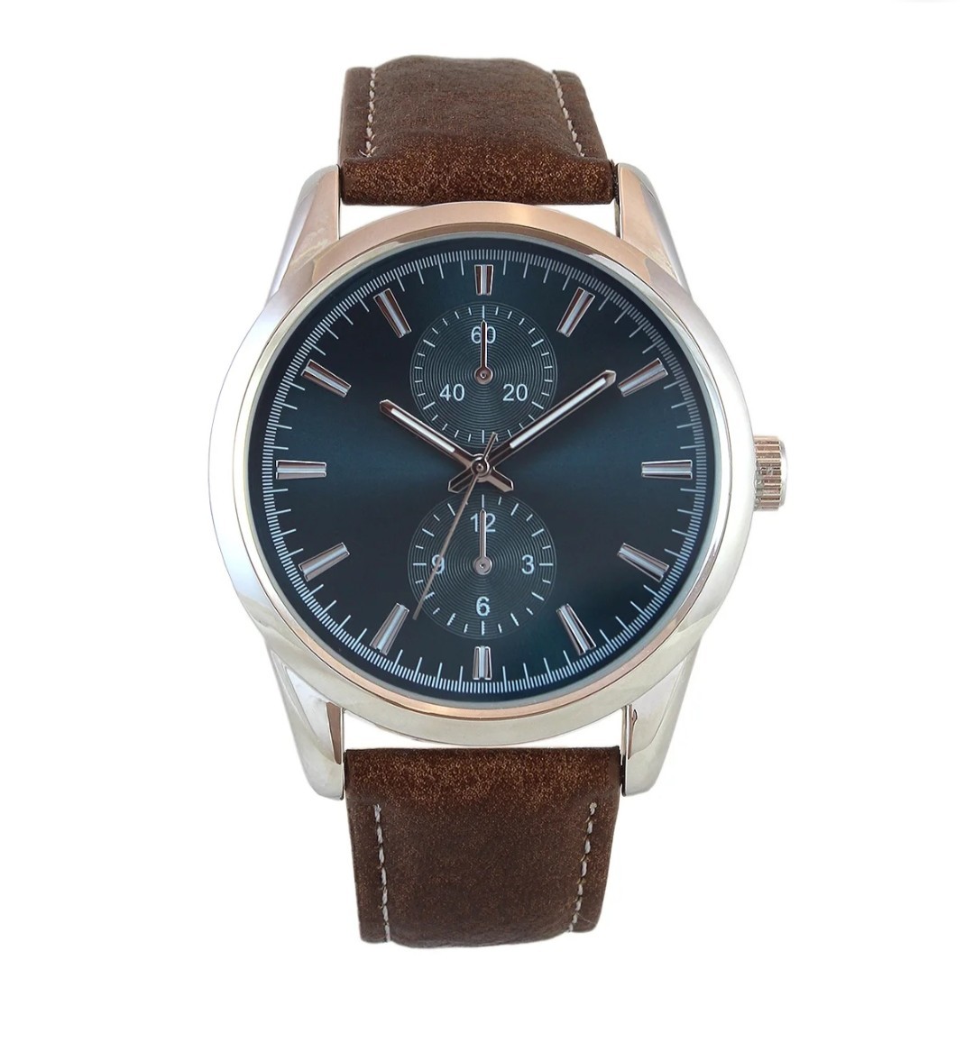 GEORGE Men’s Analog Wristwatch With Long Life Battery Brown Two Piece Strap