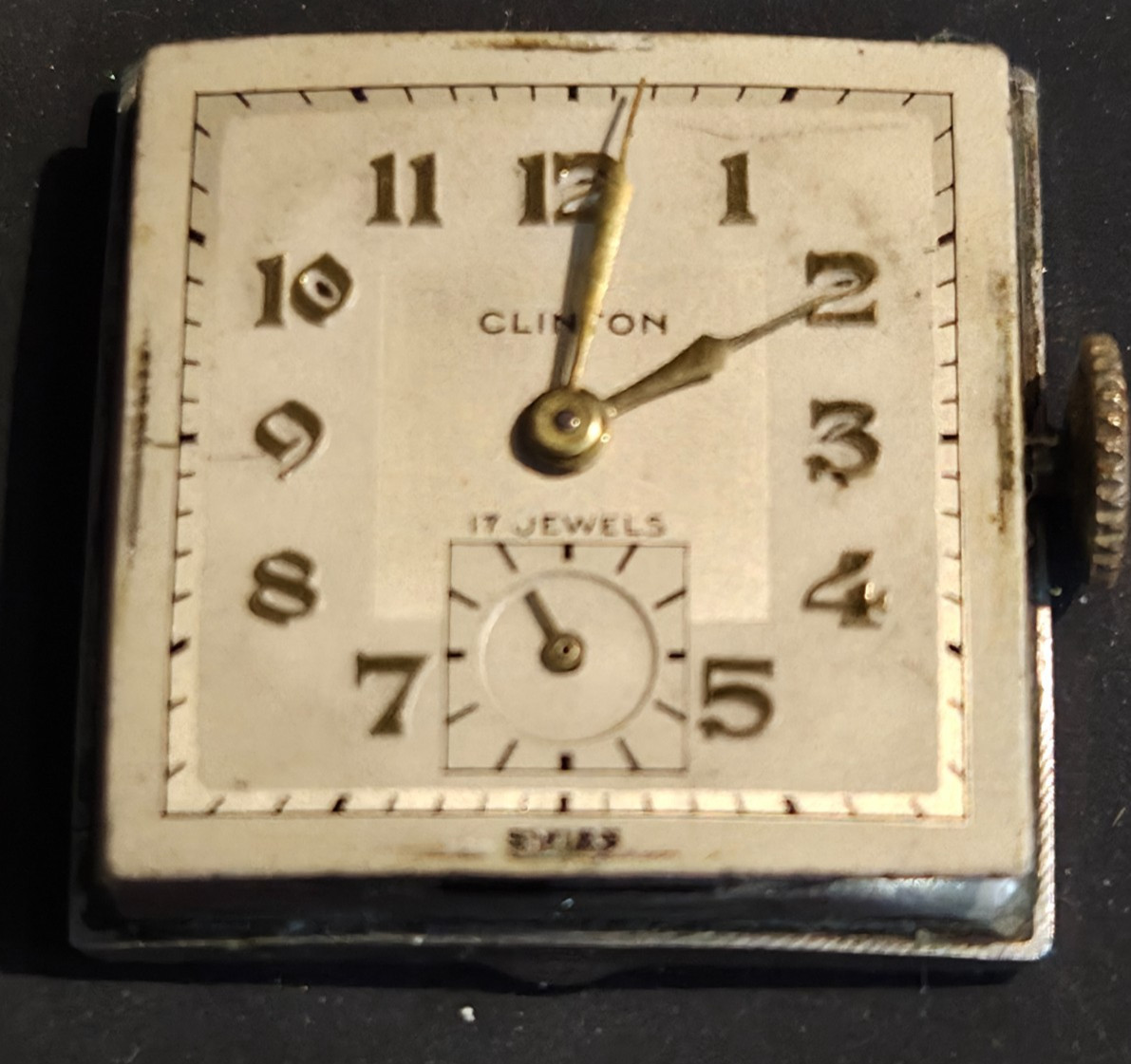 Vintage Clinton Pioneer case men’s wristwatch, Running 1930s