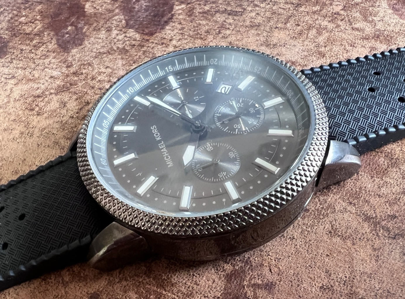 MICHAEL KORS MENS MK-8241 WATCH Black gun metal waterproof chronograph boxed