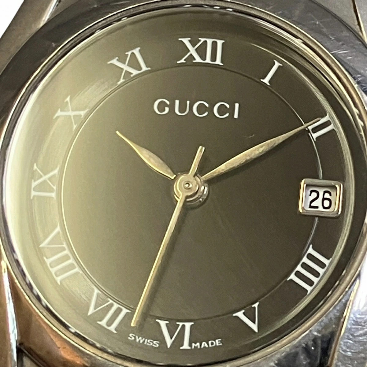 GUCCI watch total weight approximately 63g SS SS quartz black dial 5500L used