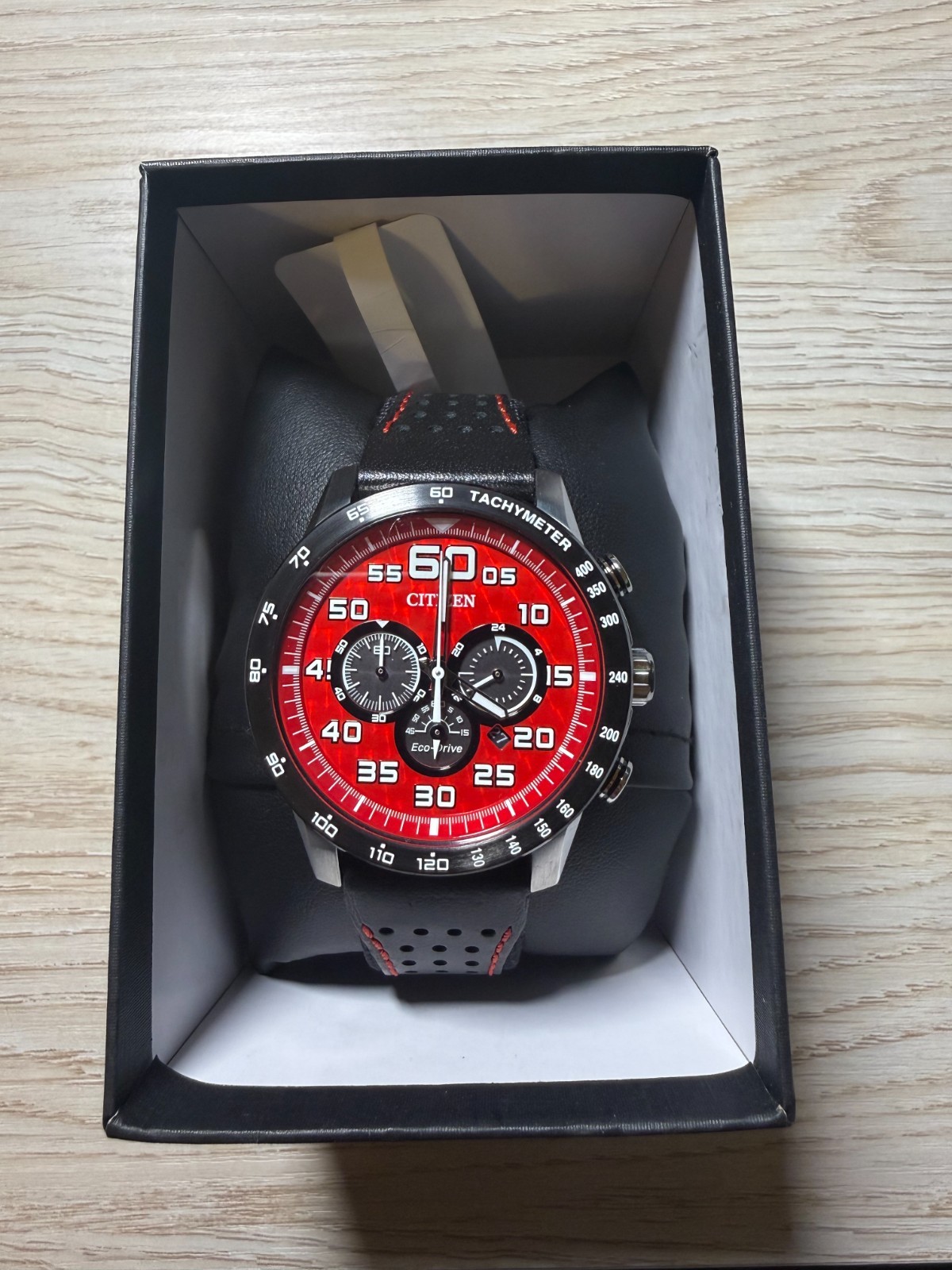 Citizen Eco-Drive Men’s Chronograph Red Dial GN-4-S Watch New w/ Box