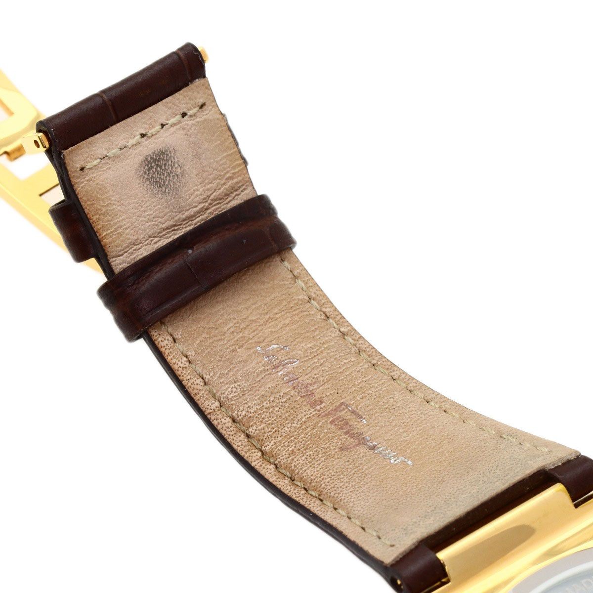 Salvatore Ferragamo SFEX00419 Round Face Wristwatch SS Leather Men’s Used