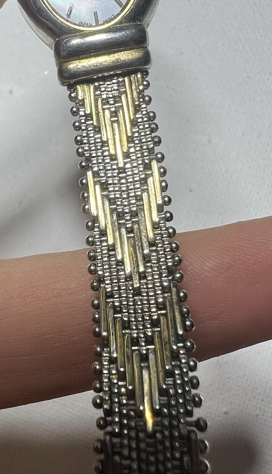 1930’s Sharp Ultra Light Watch Fiery MOP Dial Genuine Diamond woman two tone