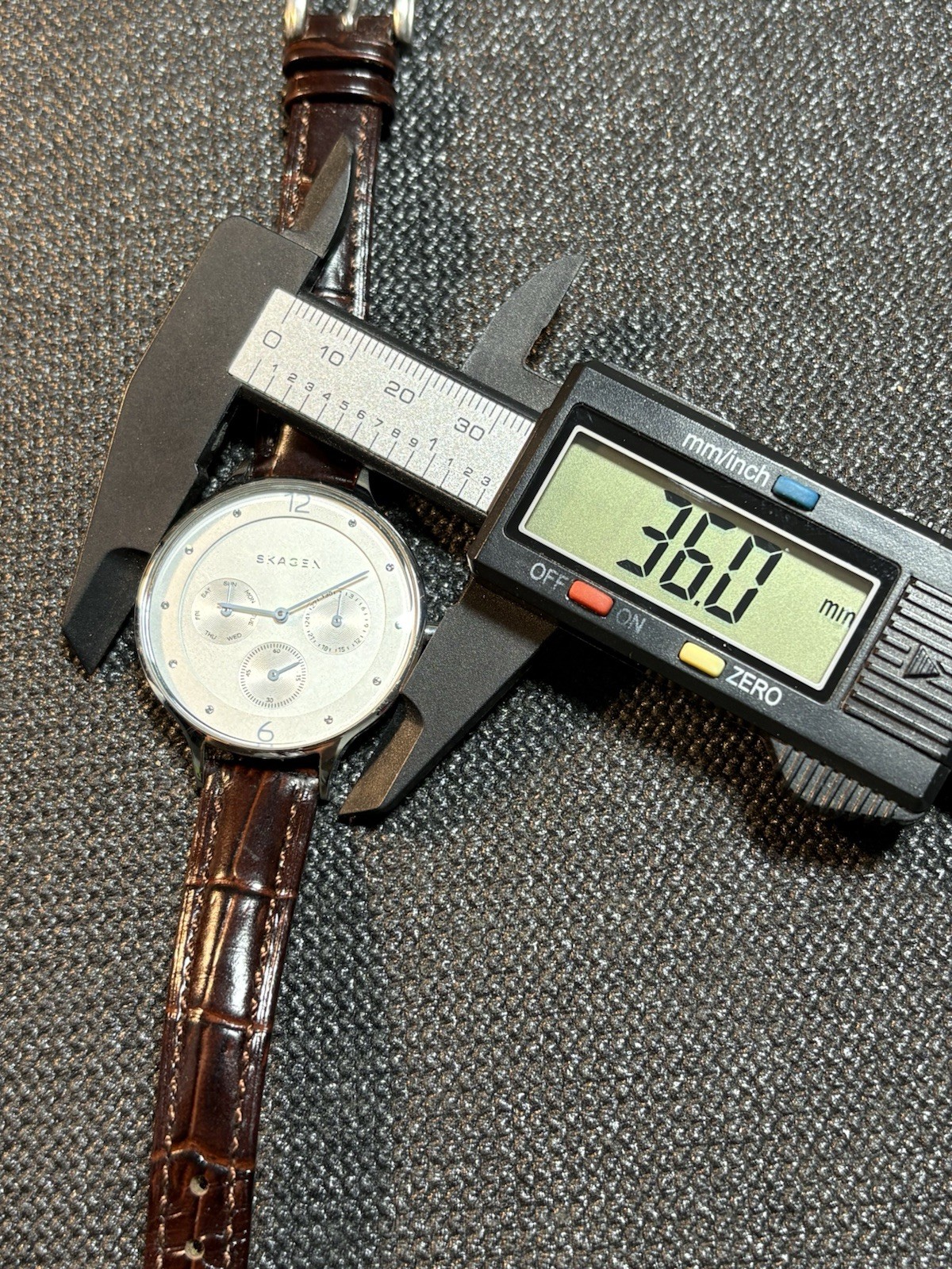 Skagen Denmark Anita Brown Leather Strap Women Watch SKW2449,Day/Date,Stainless