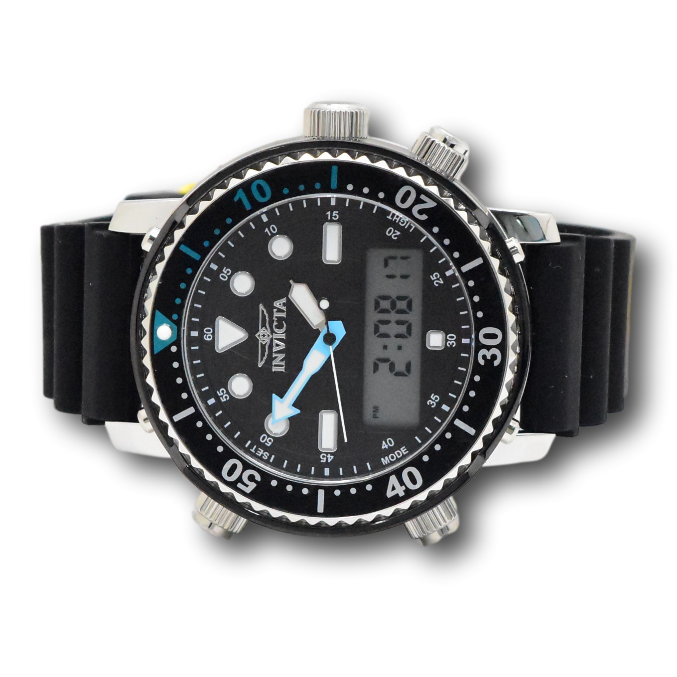 Invicta Pro Diver Men’s 46.5mm Black Dual Time Digital Ana-Digi Watch 48367