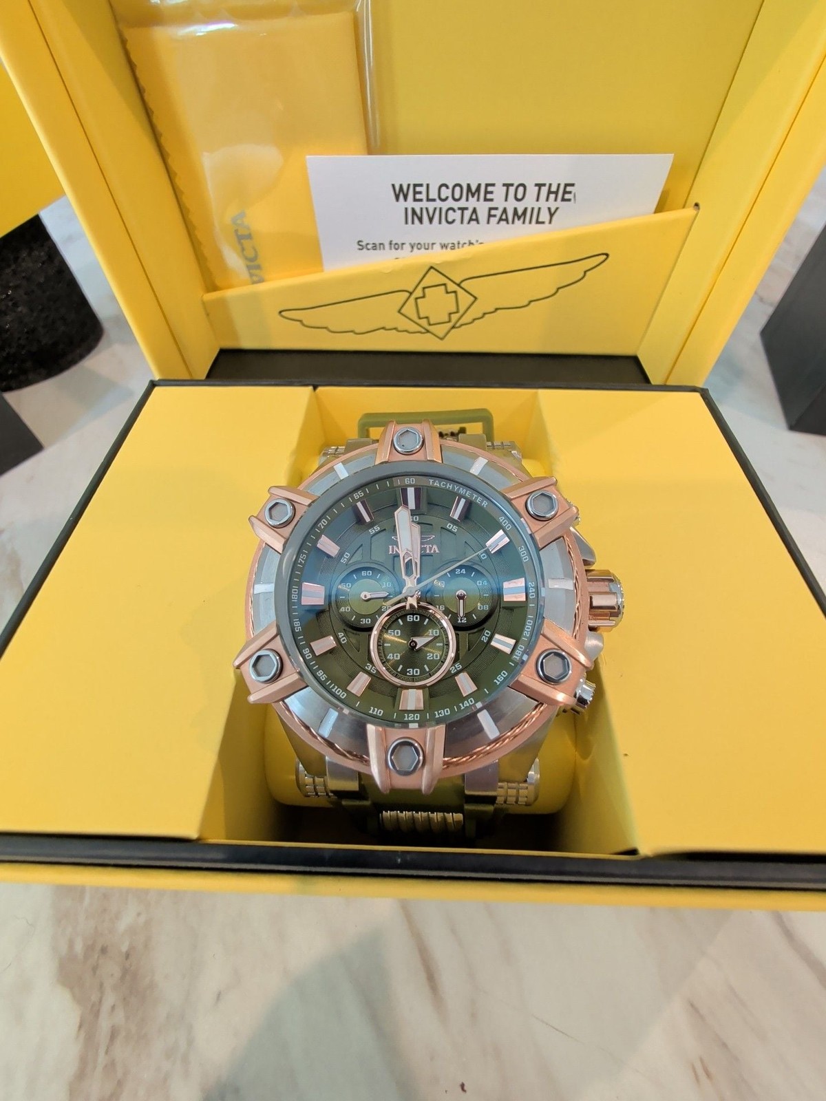 Invicta Bolt Surge 52mm Men’s Watch Model 49809 Olive Green/Rose Gold