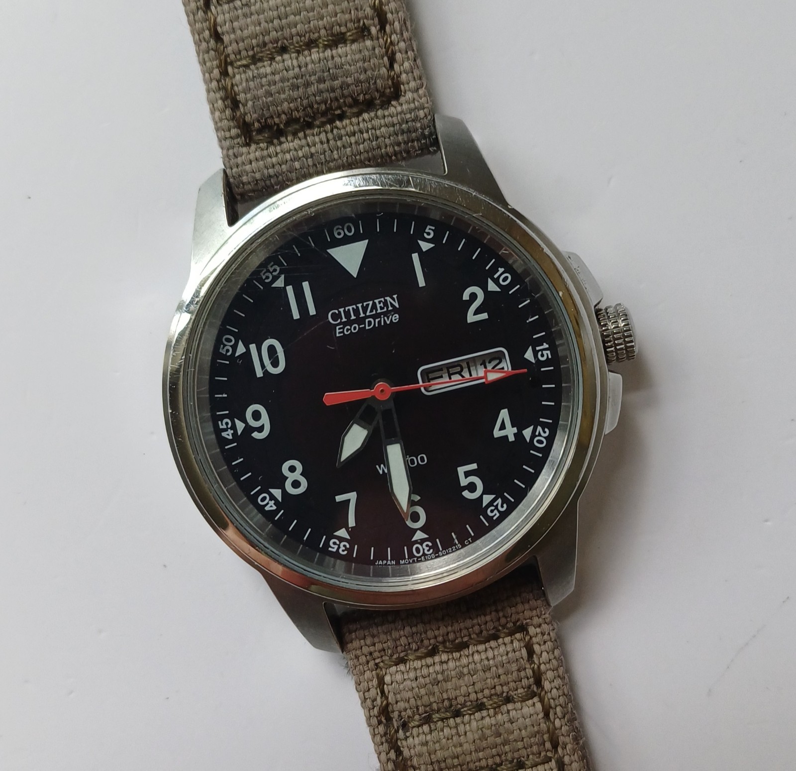Citizen Men’s Eco-Drive Military Style Day/Date Quartz Watch BM8180-03E, 37 mm