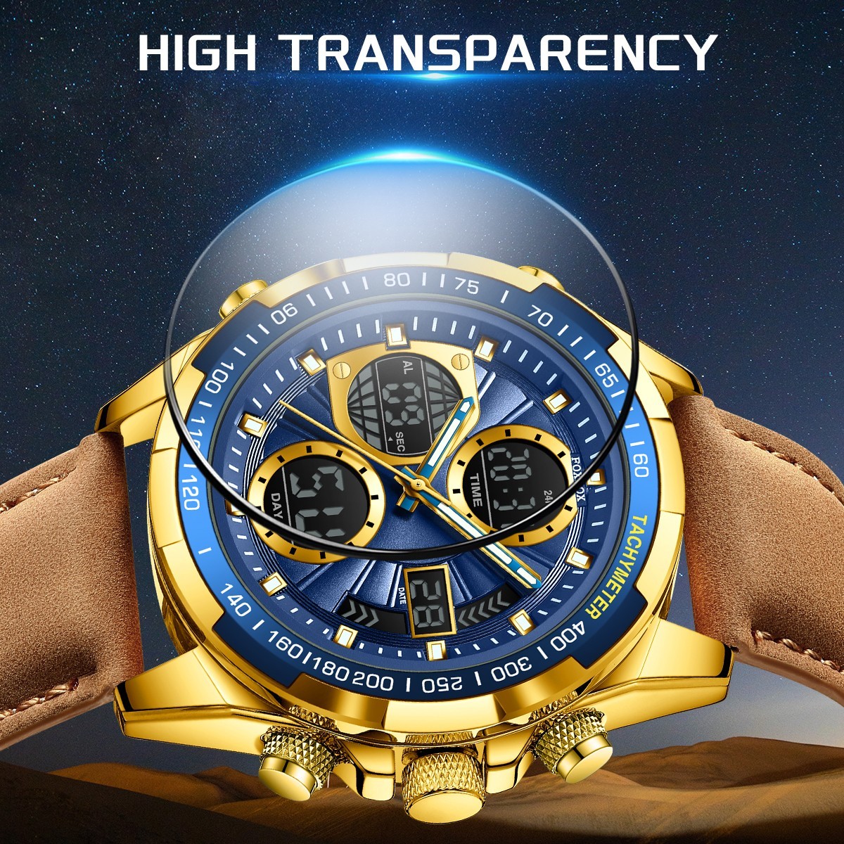 Luxury Men Watch Quartz Digital Analog Luminous Waterproof Business Wristwatch