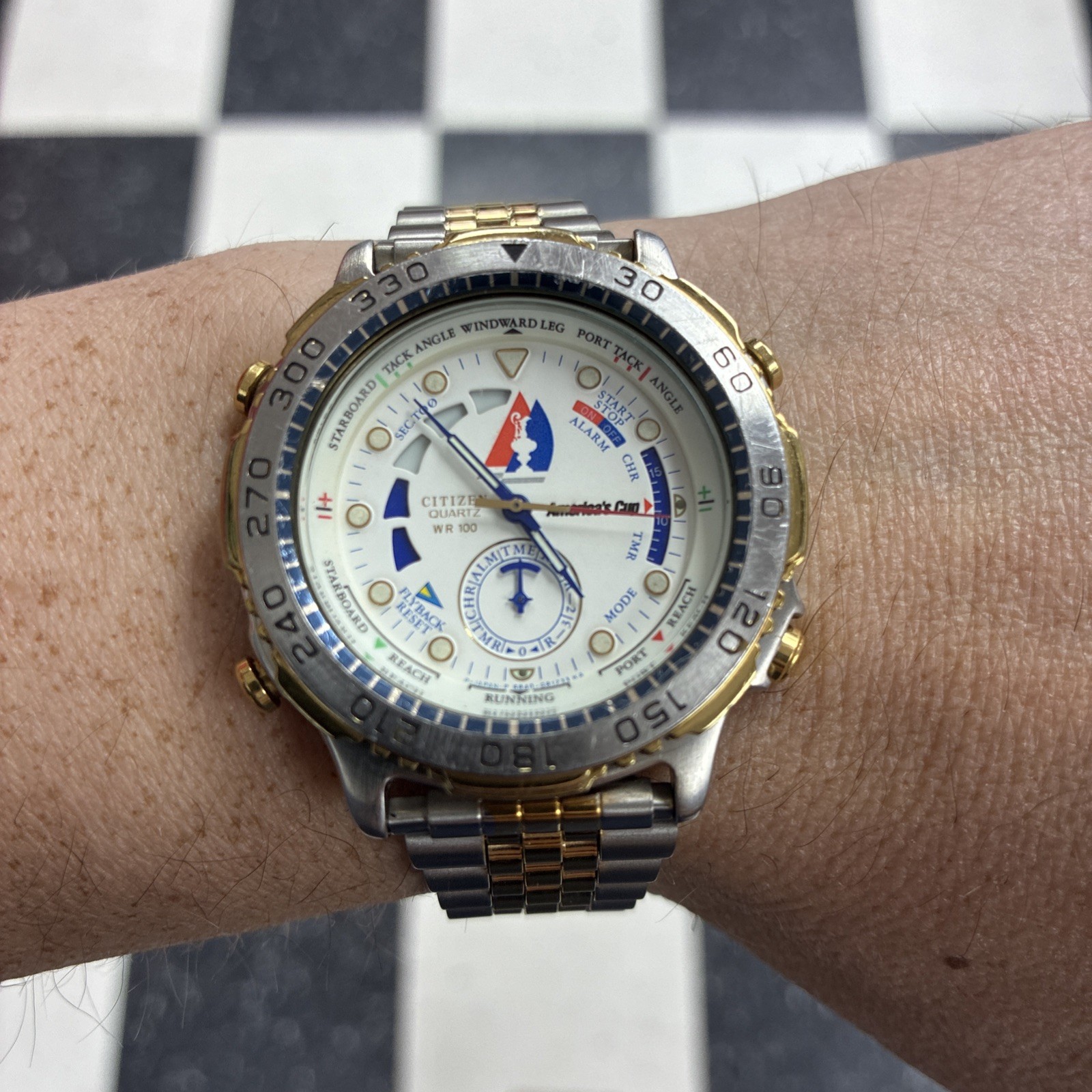 RUNNING Citizen America’s Cup Quartz 6840-G80621 Vintage 90s Chronograph