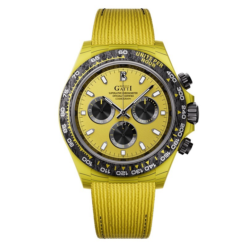 BONEST GATTI Men Chronograph Watch Automatic Mechanical Wristwatch Carbon Fiber