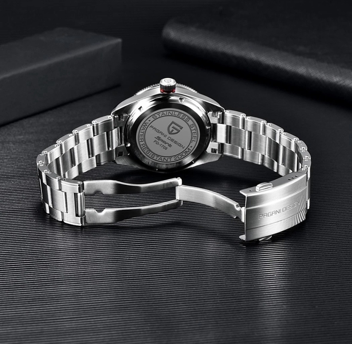 Pagani Design 1706 Automatic GMT /Black & Red/USA seller. Ships Fast