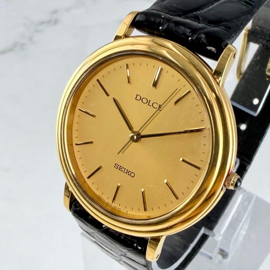 Seiko Dolce 5E31-6C20 Quartz Women Watch Gold Dial New Battery Japan Pre-Owned