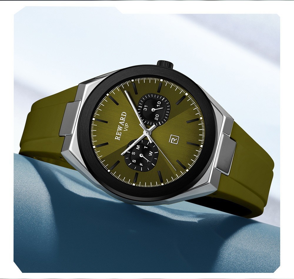 REWARD Men Quartz Watch Chronograph Silicone Wristwatch Big Boys Girls Watches