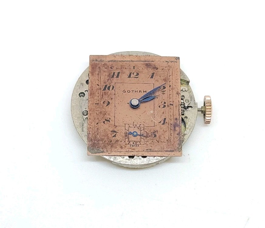 Vintage Gotham RKNJ 7 Jewels Mechanical Wrist Watch Movement For Repair 25.6mm
