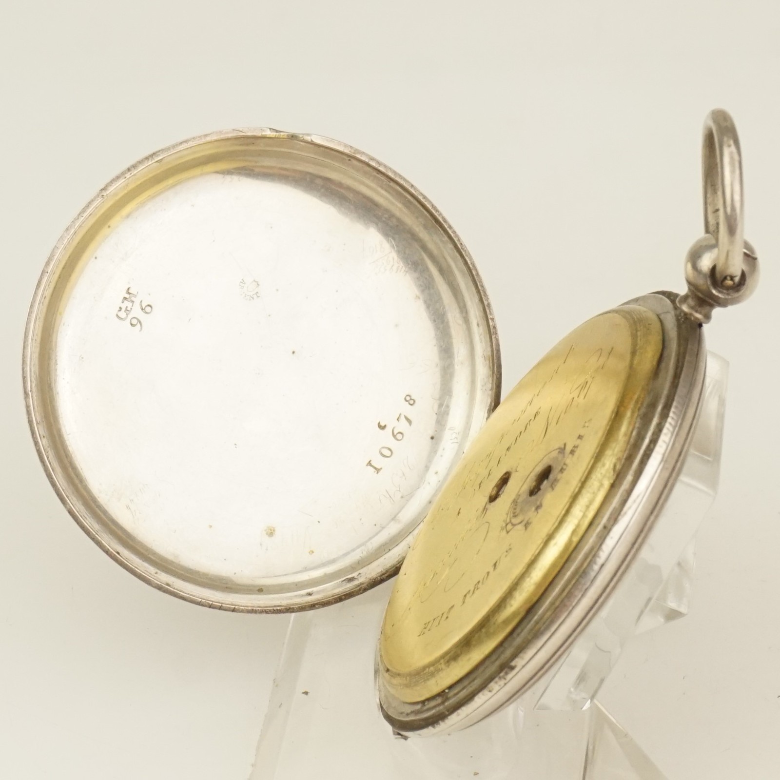 RAR! Fullhunter Solid Silver Key Pocket watch Men’s no repeater fusee duplex RAR