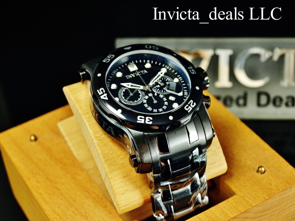 NEW Invicta 48mm Men’s Pro Diver SCUBA Chronograph BLACK DIAL Triple Black Watch
