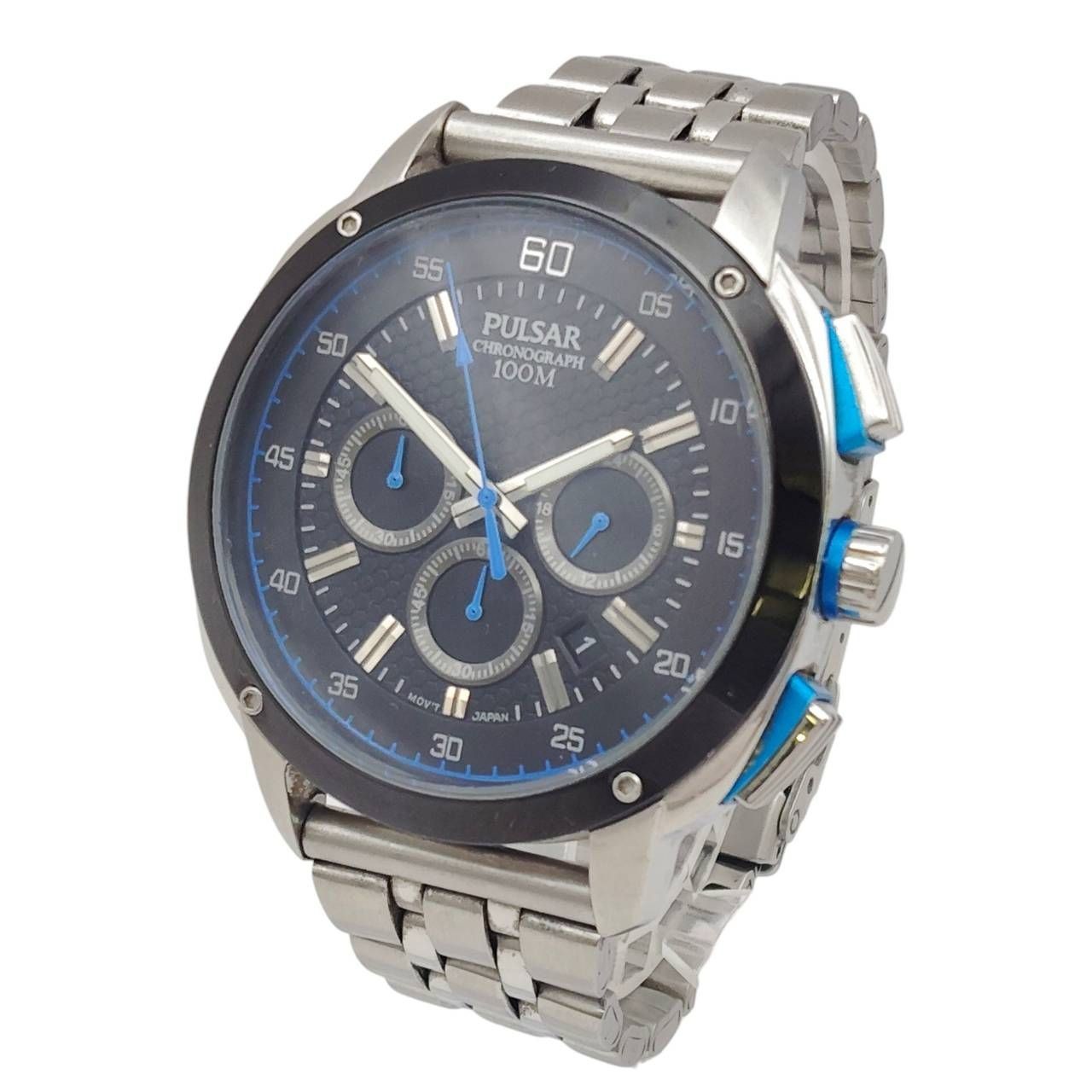 PULSAR Chronograph 100M Date Quartz Men’s Watch Box and Manual Aftermarket Belt