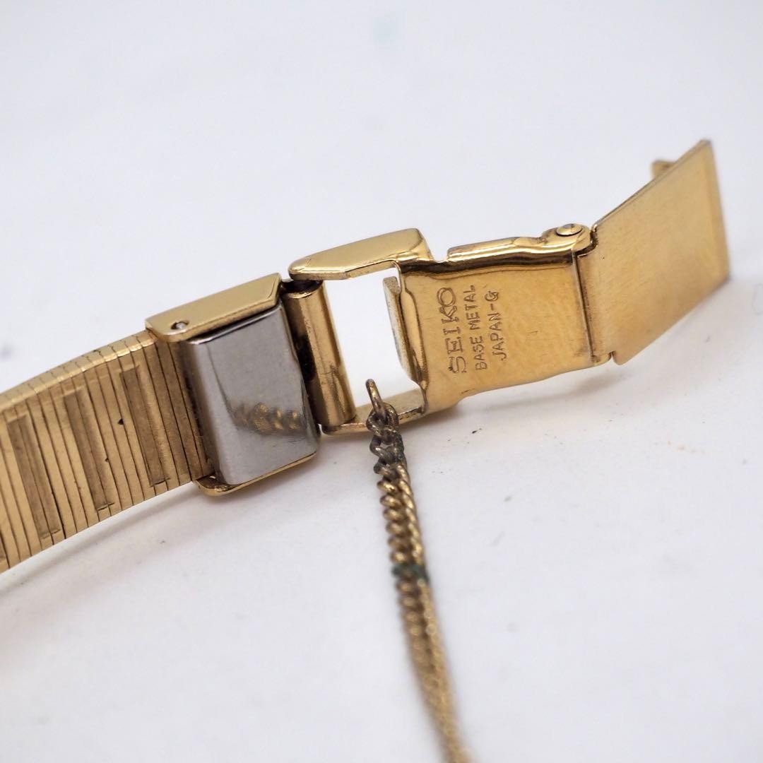 492 Running SEIKO Watch Square Gold 6P Diamond Vintage