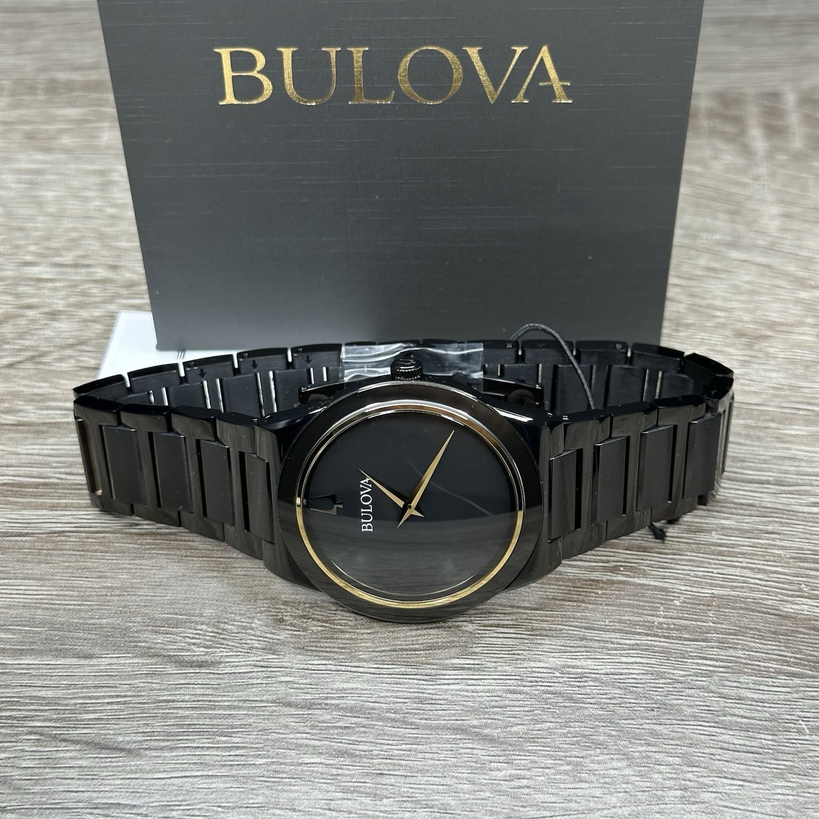 NEW✅$650✅ Bulova Millennia Slim Elegant Black Stainless Steel Men’s Watch 98A313