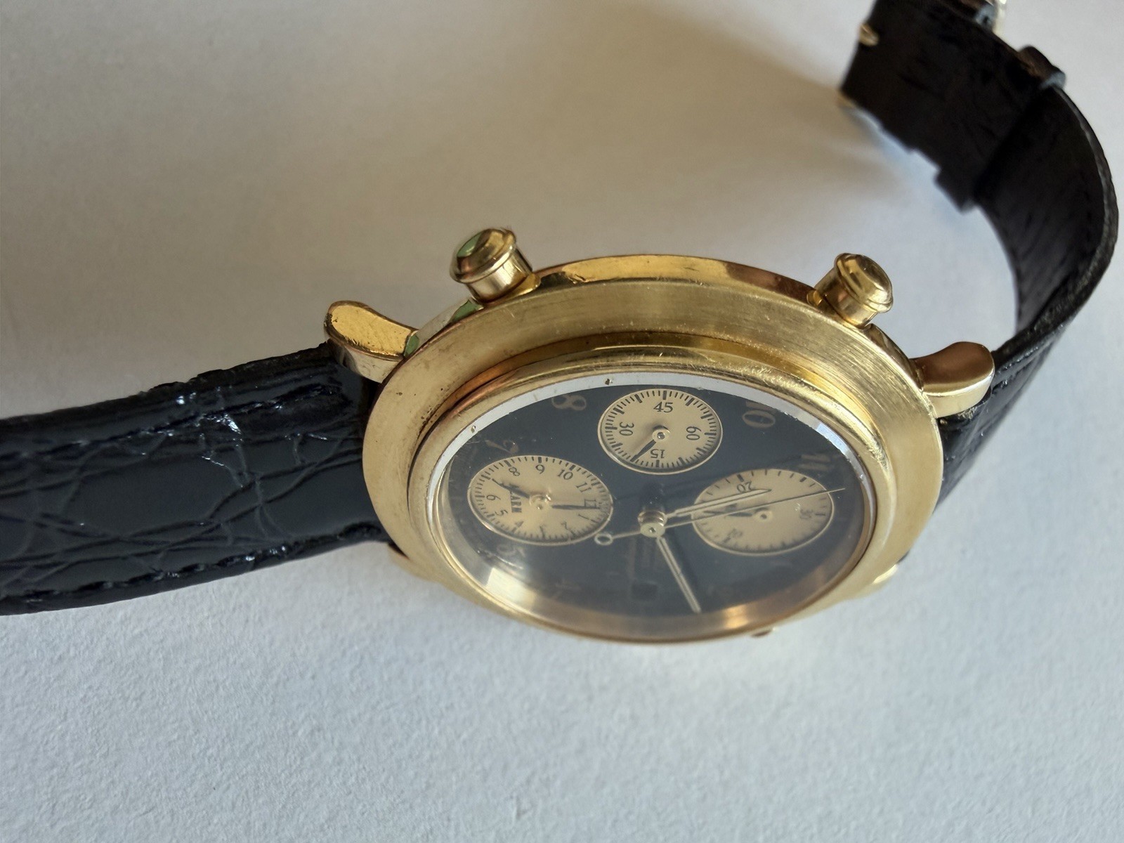 Seiko Chronograph Alarm watch 7T32-6C30, featuring a gold-plated case