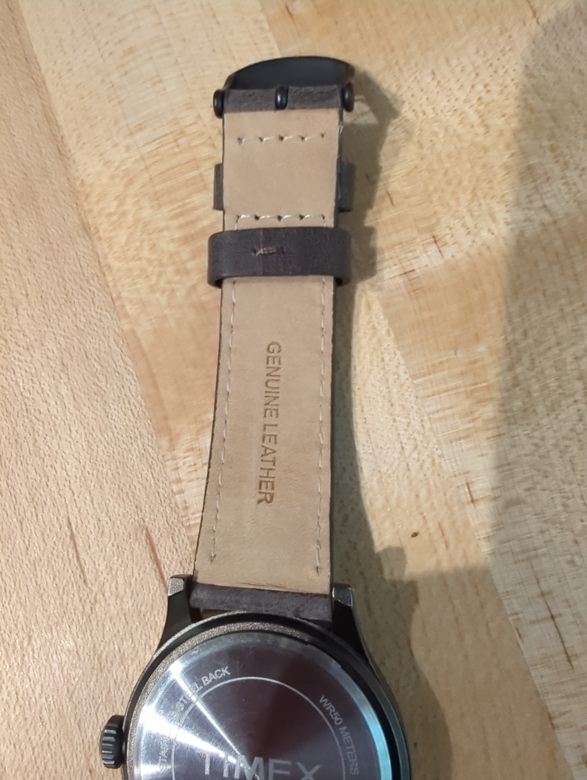 TIMEX Expedition Indiglo MENS Watch Brown Beige Leather Strap HIKING OUTDOORS