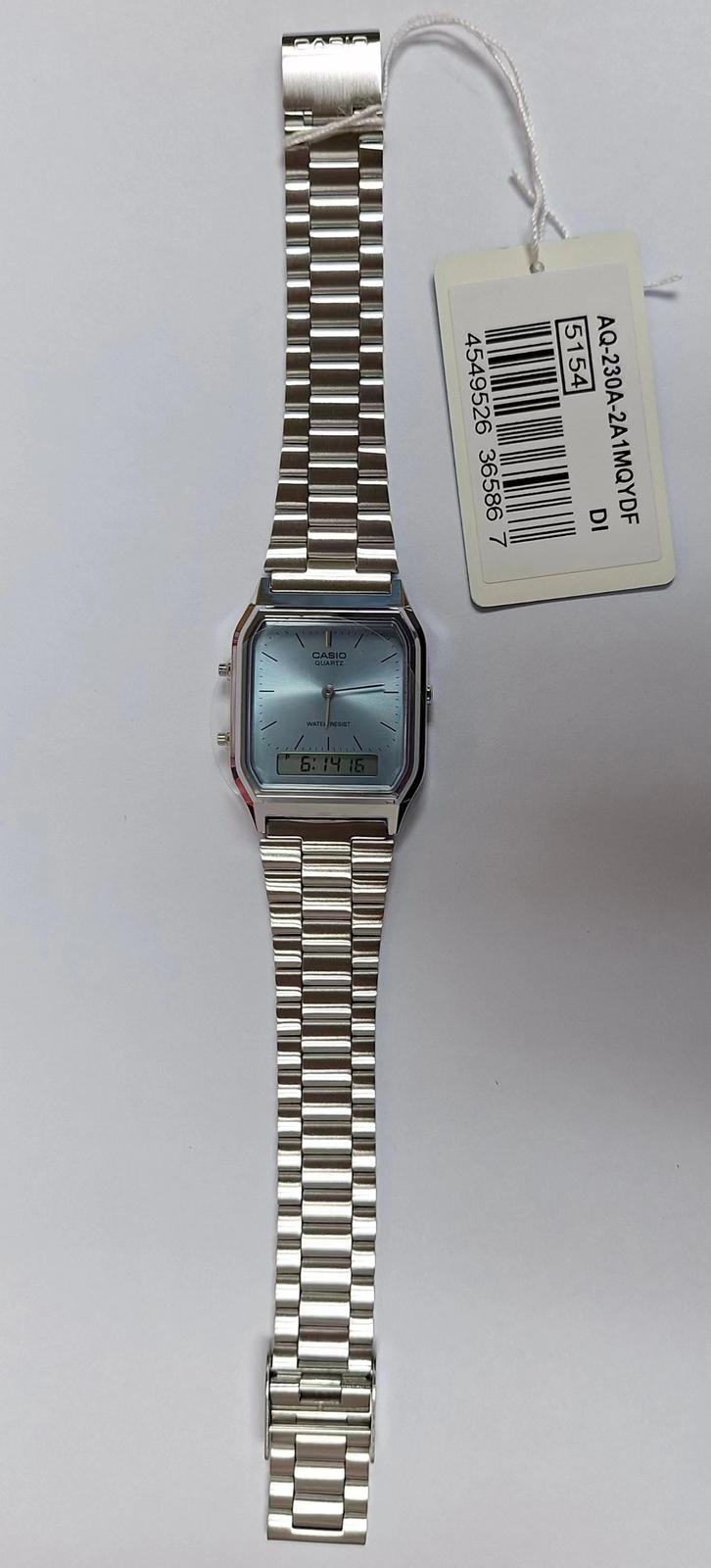 CASIO AQ-230A-2A1 Retro Vintage Blue Dual time Stainless Steel Band Watch