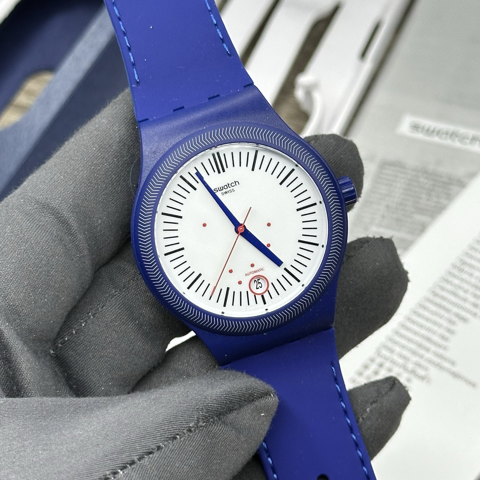 NEW✅AUTOMATIC✅ Swatch SISTEM-51 SISTEM GRID Blue Silicone Men’s Watch SUTN401