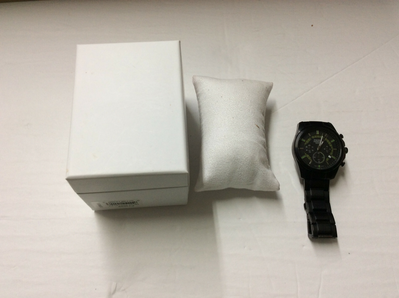 PULSAR Men’s On The Go Stainless Steel Black/Green Chronograph WATCH PT3523