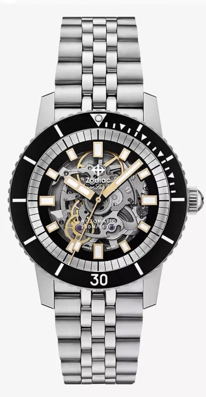 Zodiac Super Sea Wolf Compression Pro Diver Skeleton Dial 40mm ZO9319 MSRP $2295
