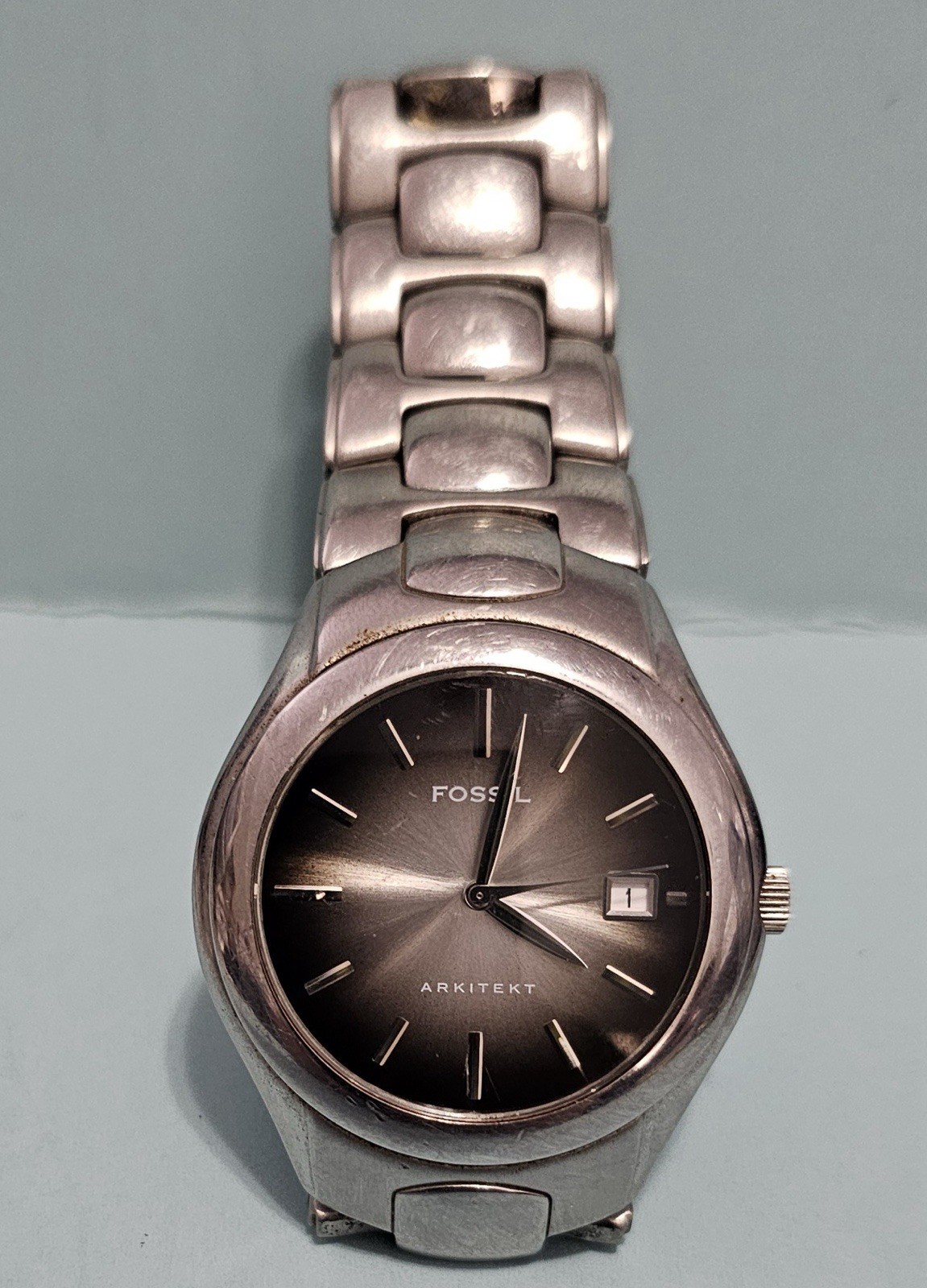 FOSSIL ARKITEKT Men’s Watch FS -2903 All SS 50 Meter Tested Works New Battery