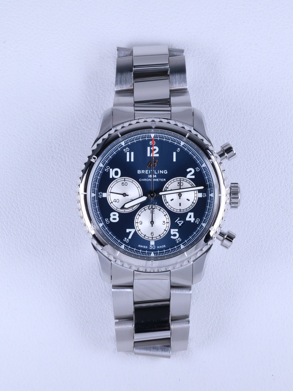 Breitling Aviator 8 B01 Chronograph 43 AB0119131C1A1 43mm Blue Dial Full Set