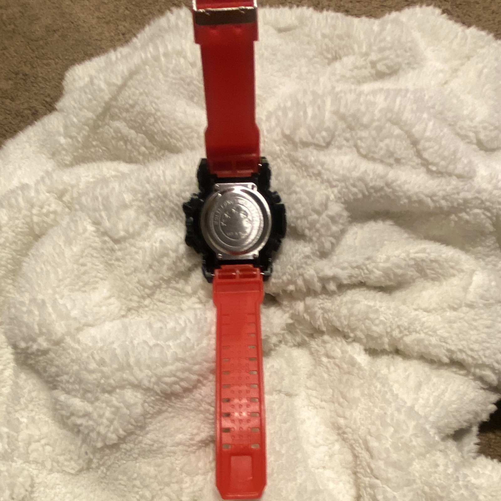Unisex Sport Analog-Digital Quartz Watch Red Rubber Strap Black Case Alarm