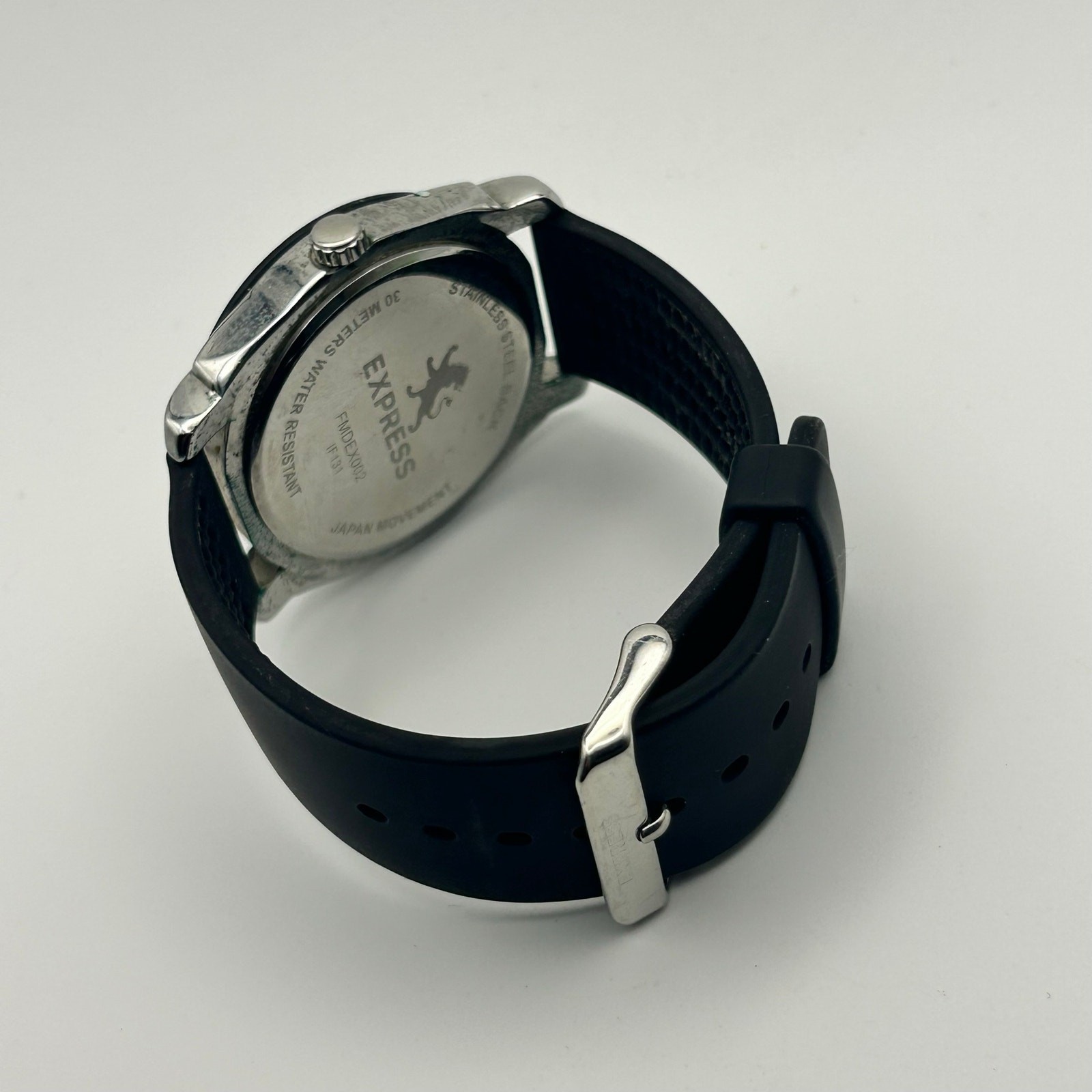 Express Black Silver St. Steel Men’s Analog Watch Working New battery