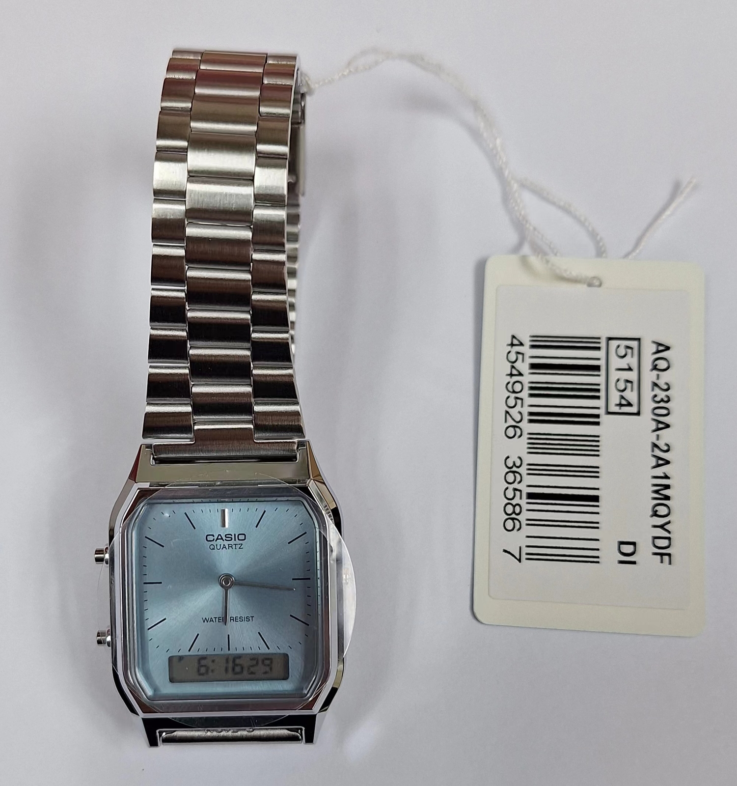 CASIO AQ-230A-2A1 Retro Vintage Blue Dual time Stainless Steel Band Watch