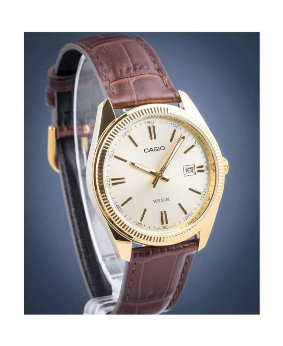 CASIO Men Analog Quartz Casual Watch Classic Dress Gold color Dial Waterproof Ro