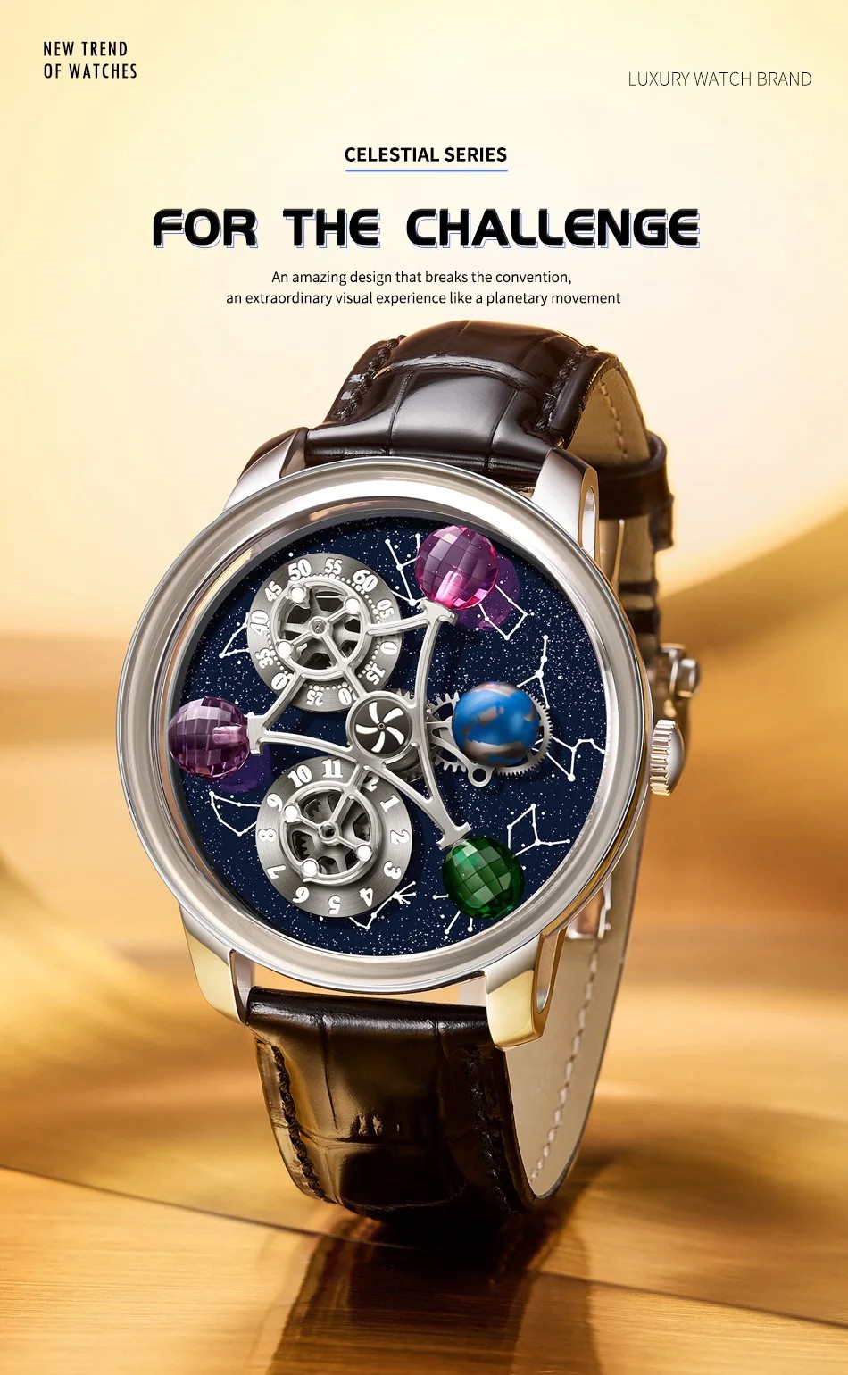 Jacob PINDU Constellation Star Mechanical Celestial Tourbillon Rotating Roulette