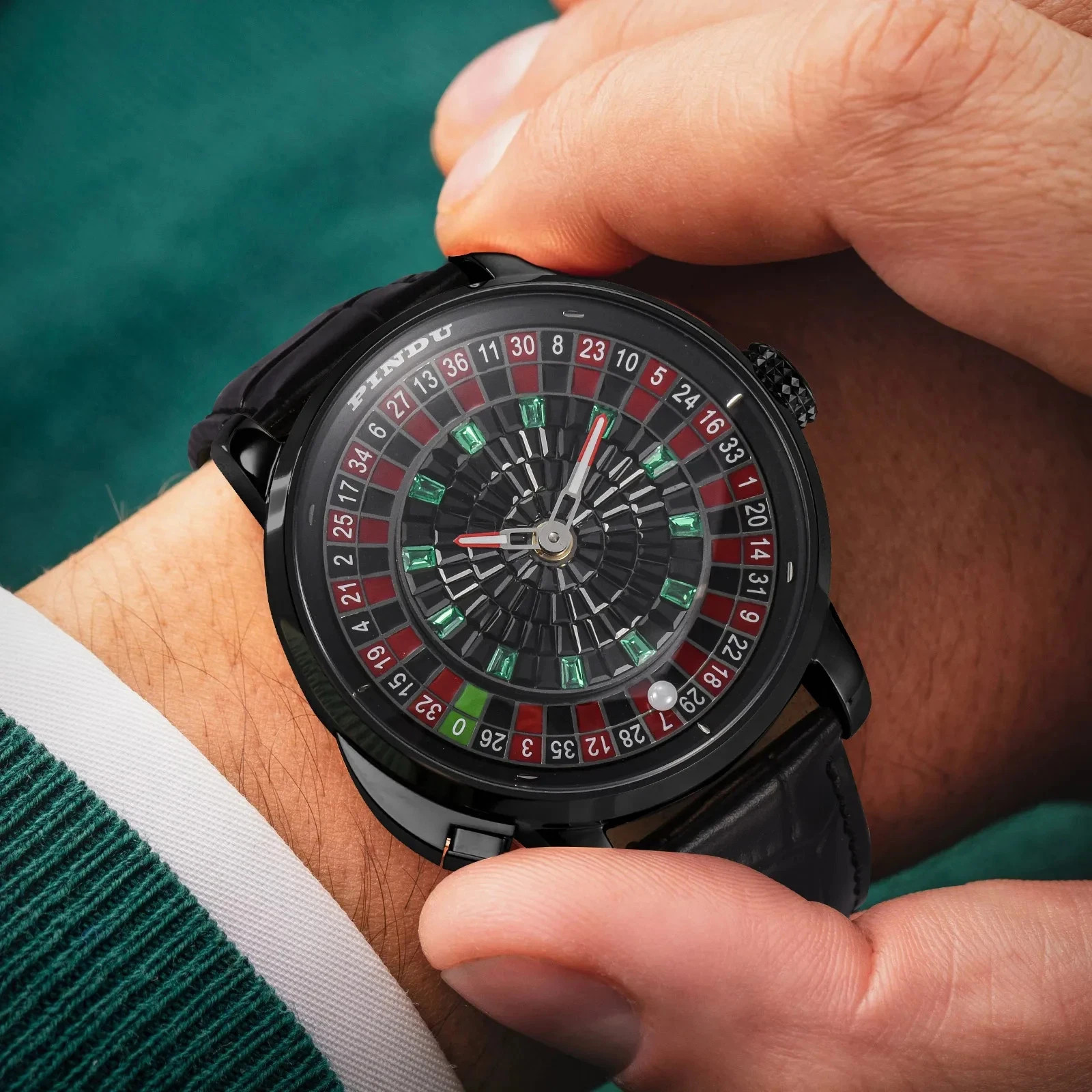 🔥USA🔥PINDU Men’s Automatic Watch 5ATM Casino Tourbillon Rotating Roulette