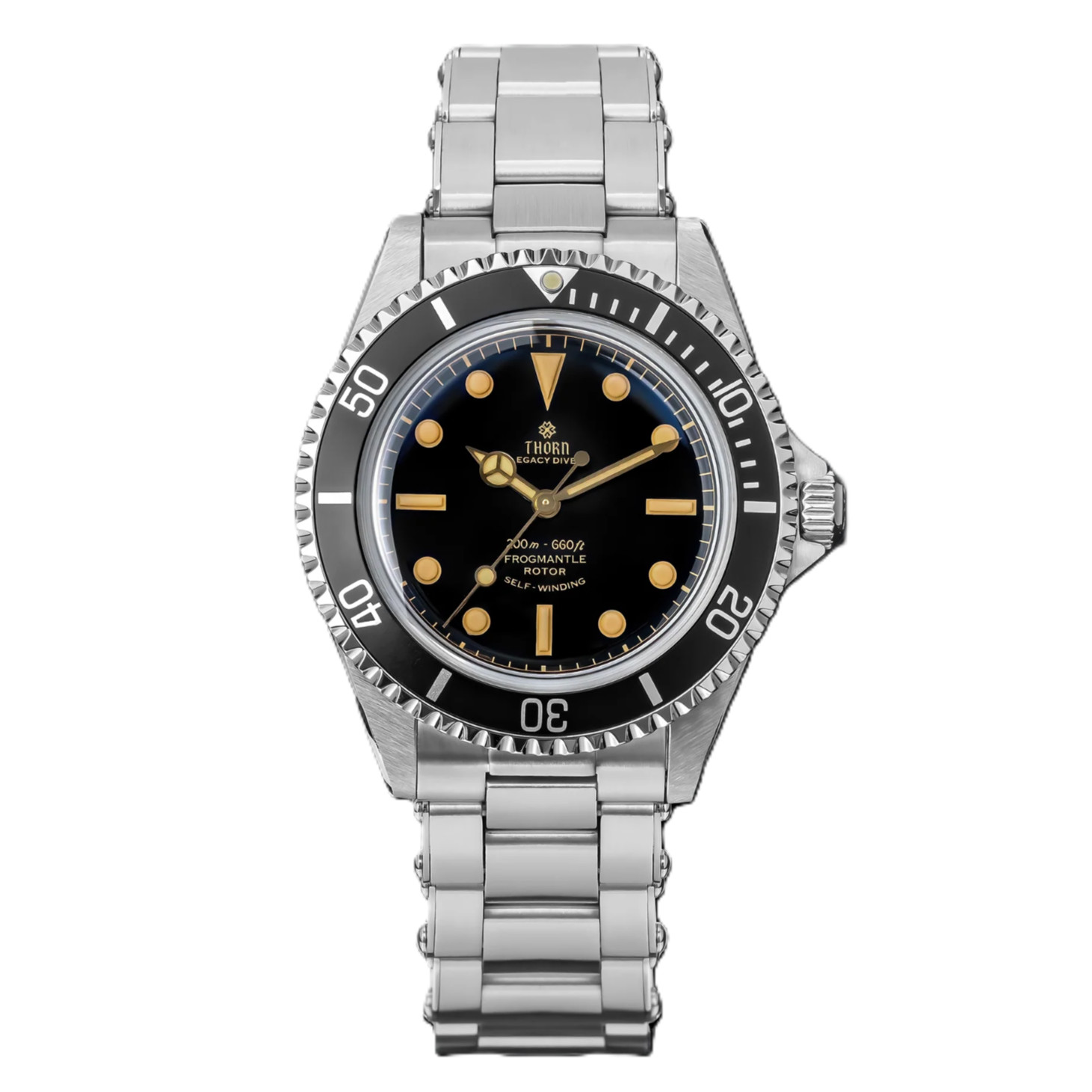 Thorn T023 V2 Mens Automatic Dive Watch 40mm Black PT5000 WR 200m Steel – UK