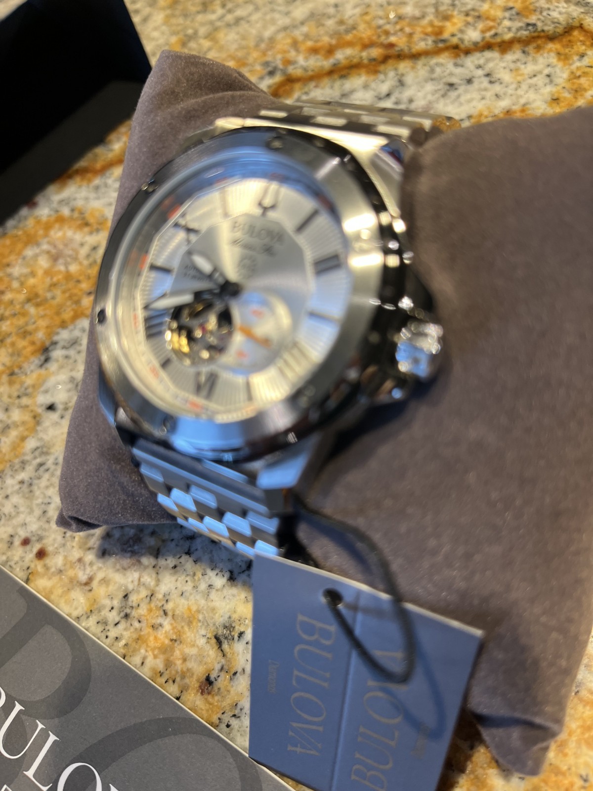 Bulova Marine Star Automatic Silver Dial Thick Stainless Steel Band Mens Watch